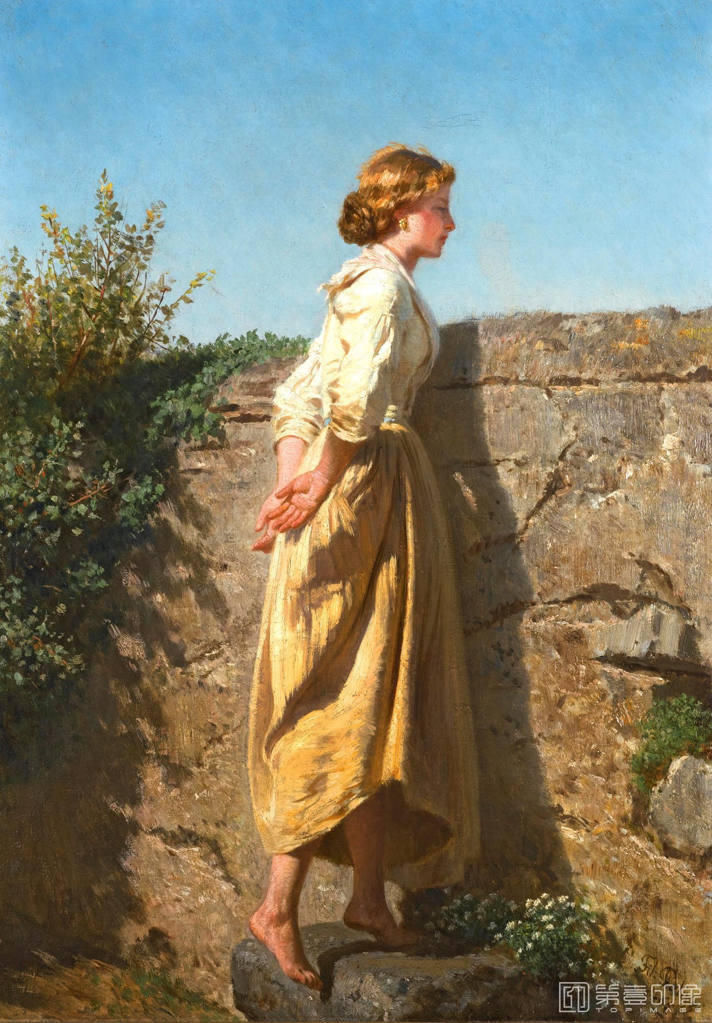 油画-匈牙利国家美术馆藏画-FILIPPO PALIZZI-OVER THE WALL-072